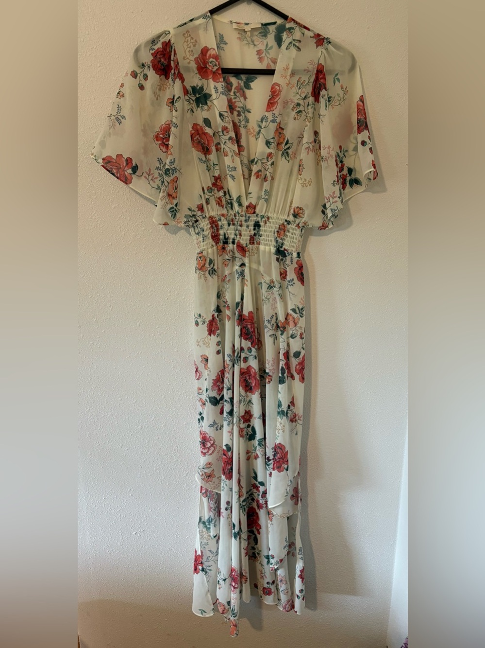 Maje Rachelle Asymmetrical Floral Print Maxi Dress